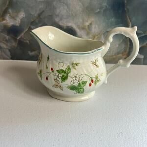 Mikasa Ceramic Creamer Cup Strawberry Fair Antique Green 1980
